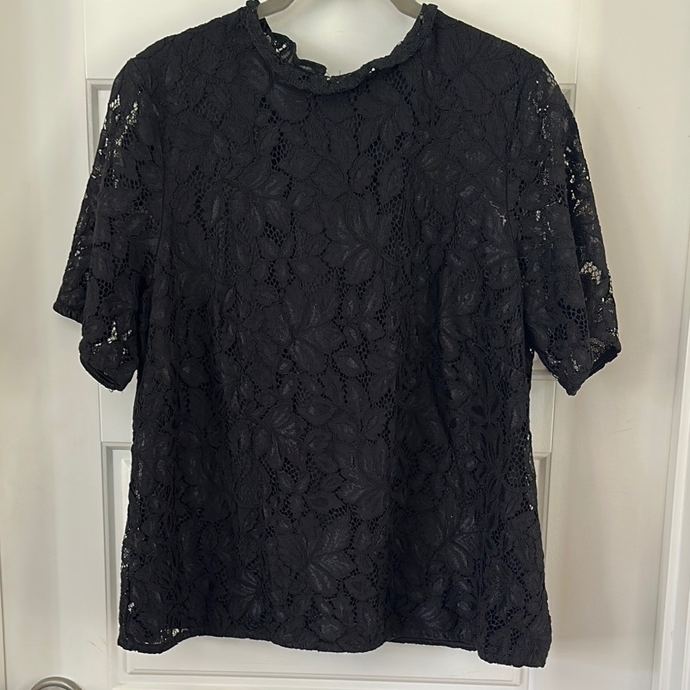 H&M Black Boxy Blouse with Peter Pan Collar